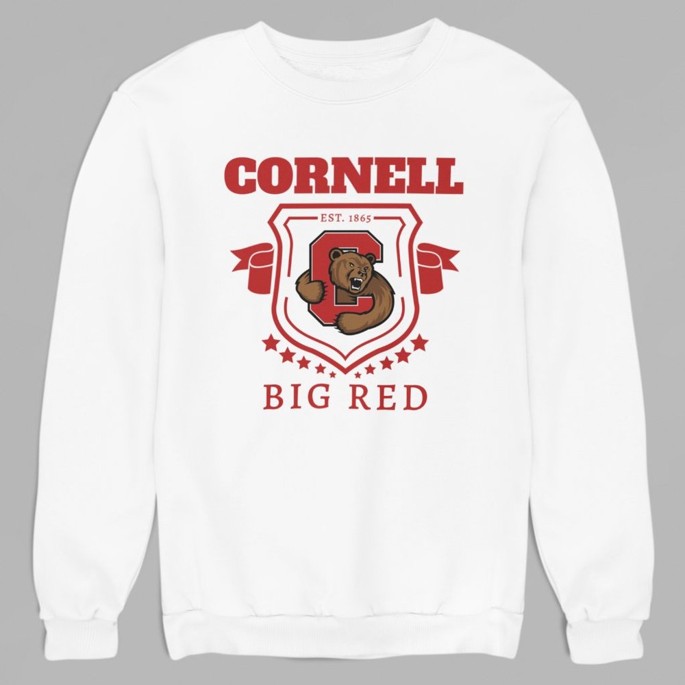 NWT Cornell University Big Red Established 1865 Shield Banner Sweatshirt WHITE
